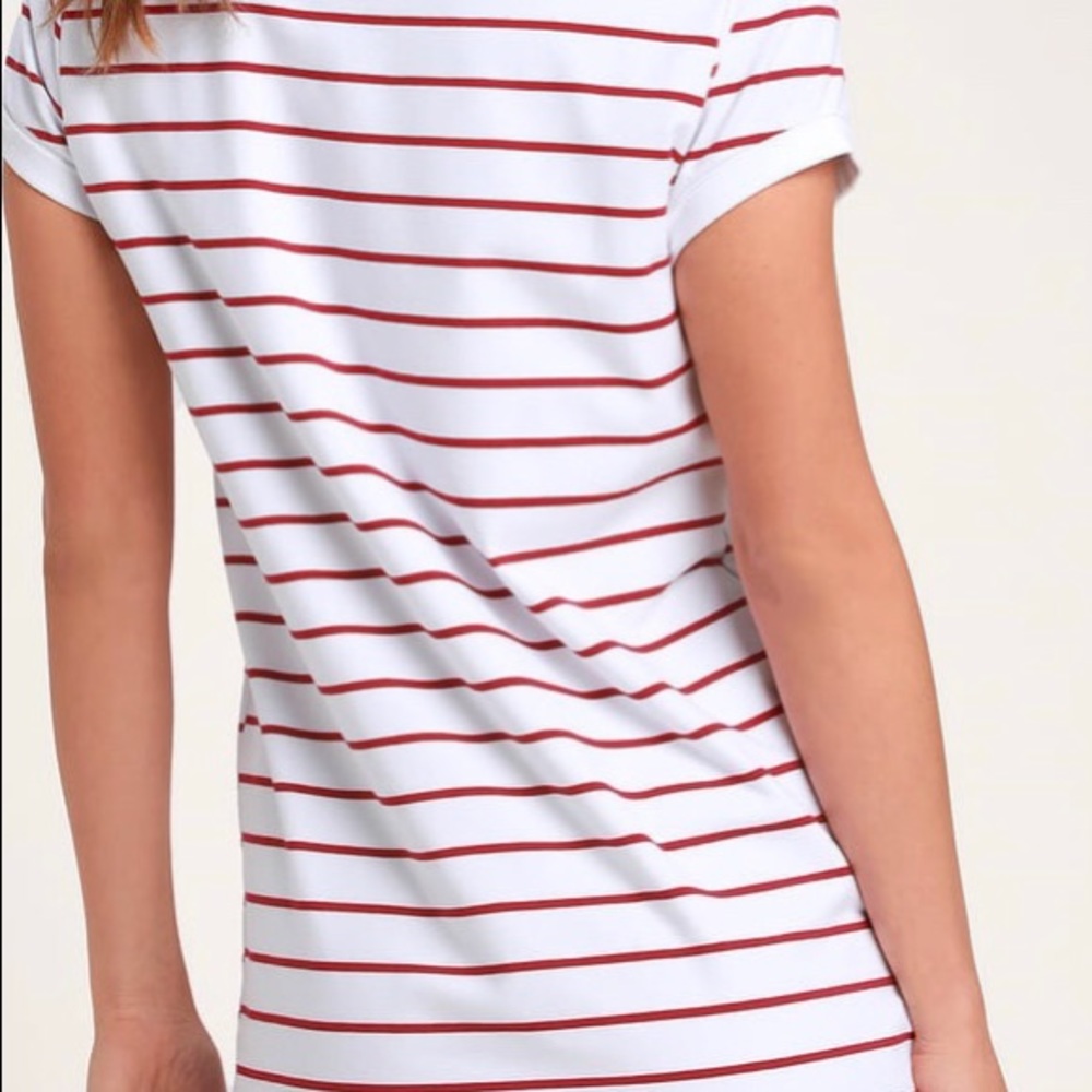 NWT White and Red Striped Shirt Summer Beach Dress
